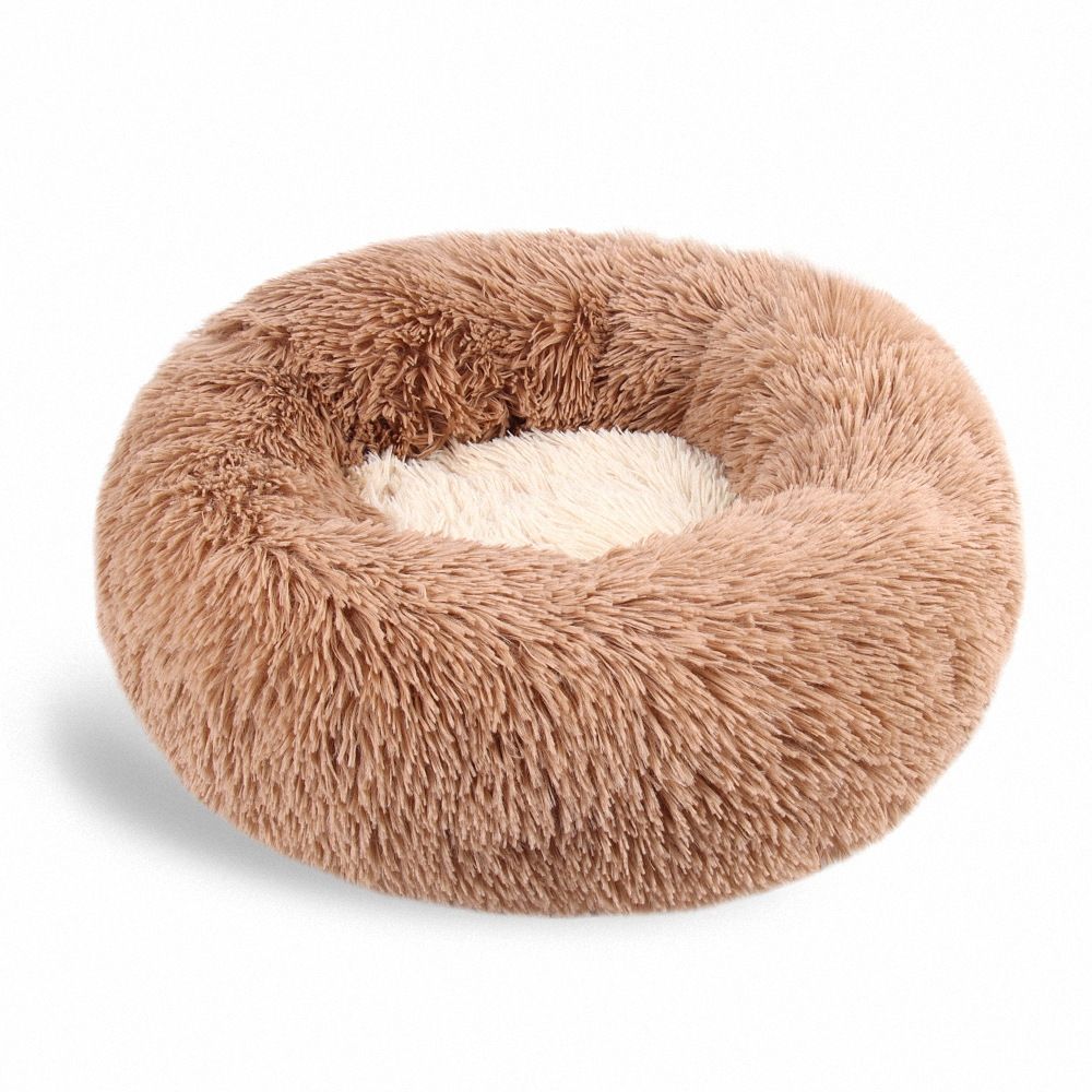 Color Block Round Pet Bed — Anti-Slip Plush Nest with Thermal PP Cotton Fill - Paw Luxe