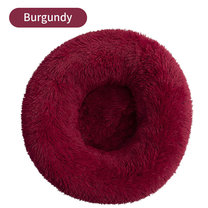 Long Plush Round Pet Bed & Mat - Paw Luxe