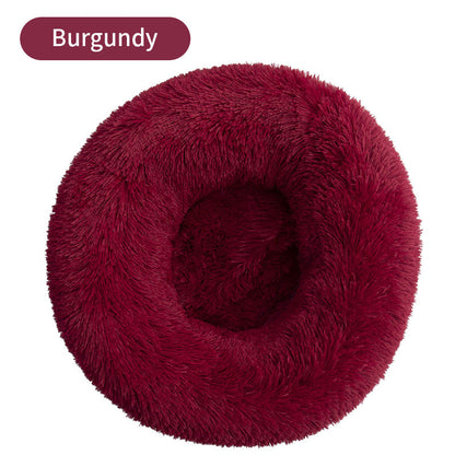 Long Plush Round Pet Bed & Mat - Paw Luxe
