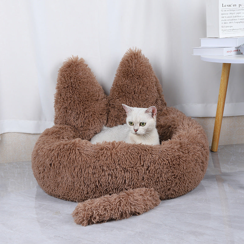 Round Plush Pet House — Cloud-Soft Nest Bed for Cats & Dogs, All Seasons - Paw Luxe