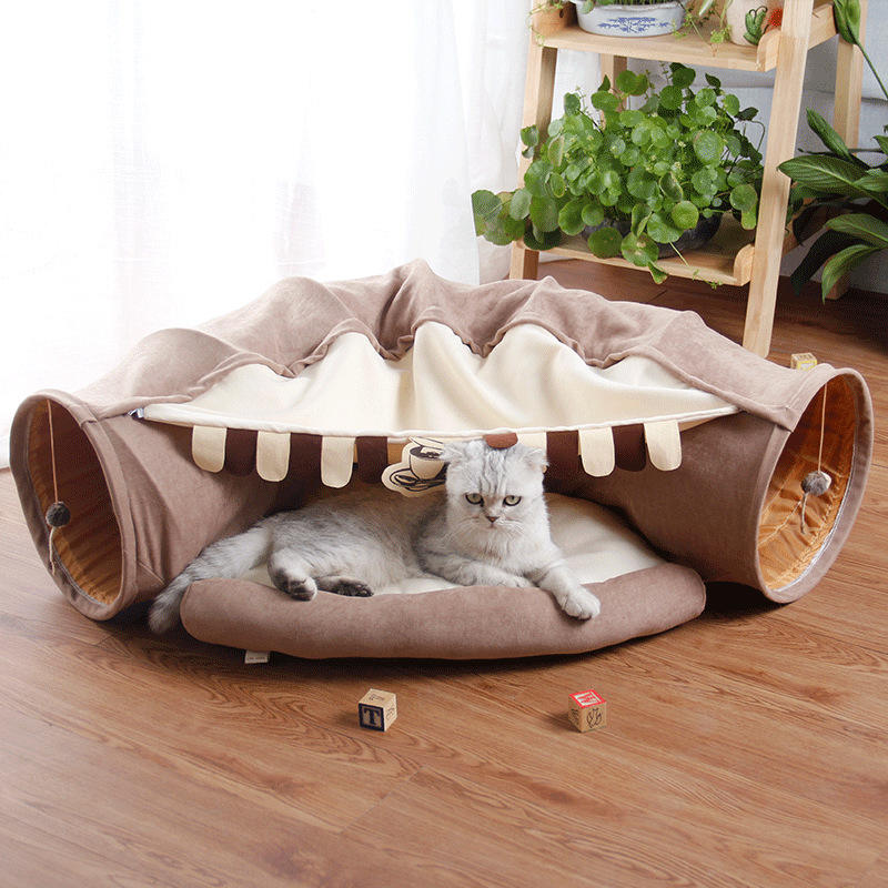 Foldable Cat Tunnel & Play Villa - Paw Luxe