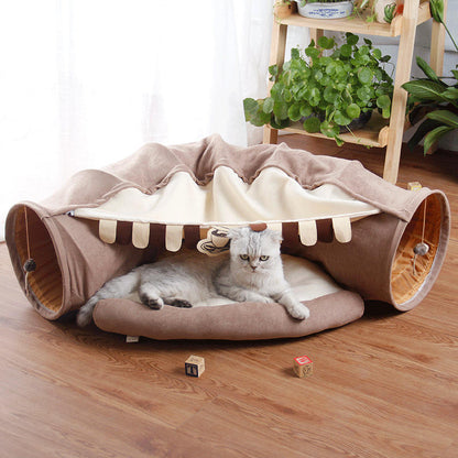 Foldable Cat Tunnel & Play Villa - Paw Luxe