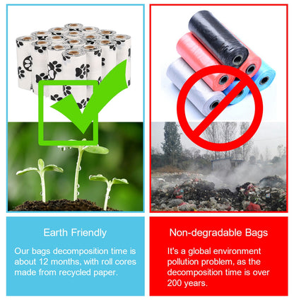 D2W Degradable Dog Poop Bags — White Footprint Design - Paw Luxe