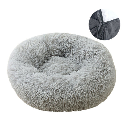 Washable Round Velvet Pet Bed — Removable Cover, Sizes up to 100 cm - Paw Luxe