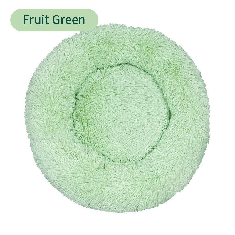Long Plush Round Pet Bed & Mat - Paw Luxe