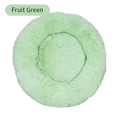 Long Plush Round Pet Bed & Mat - Paw Luxe