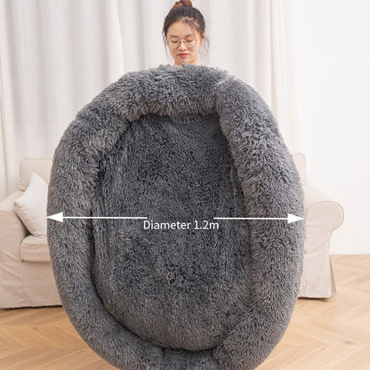 Long Plush Round Pet Bed & Mat - Paw Luxe