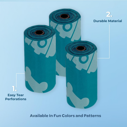 Ultra-Durable Dog Poop Bags (360-Count) – Leak-Proof & Tear-Resistant Waste Bags for Outdoor Walks, Travel & Puppy Cleanup – Easy-Use Rolls in Stylish Turquoise