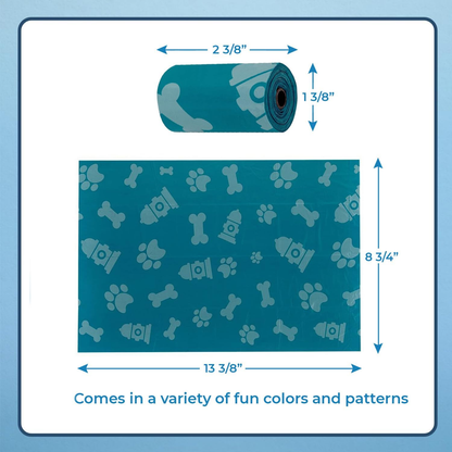 Ultra-Durable Dog Poop Bags (360-Count) – Leak-Proof & Tear-Resistant Waste Bags for Outdoor Walks, Travel & Puppy Cleanup – Easy-Use Rolls in Stylish Turquoise
