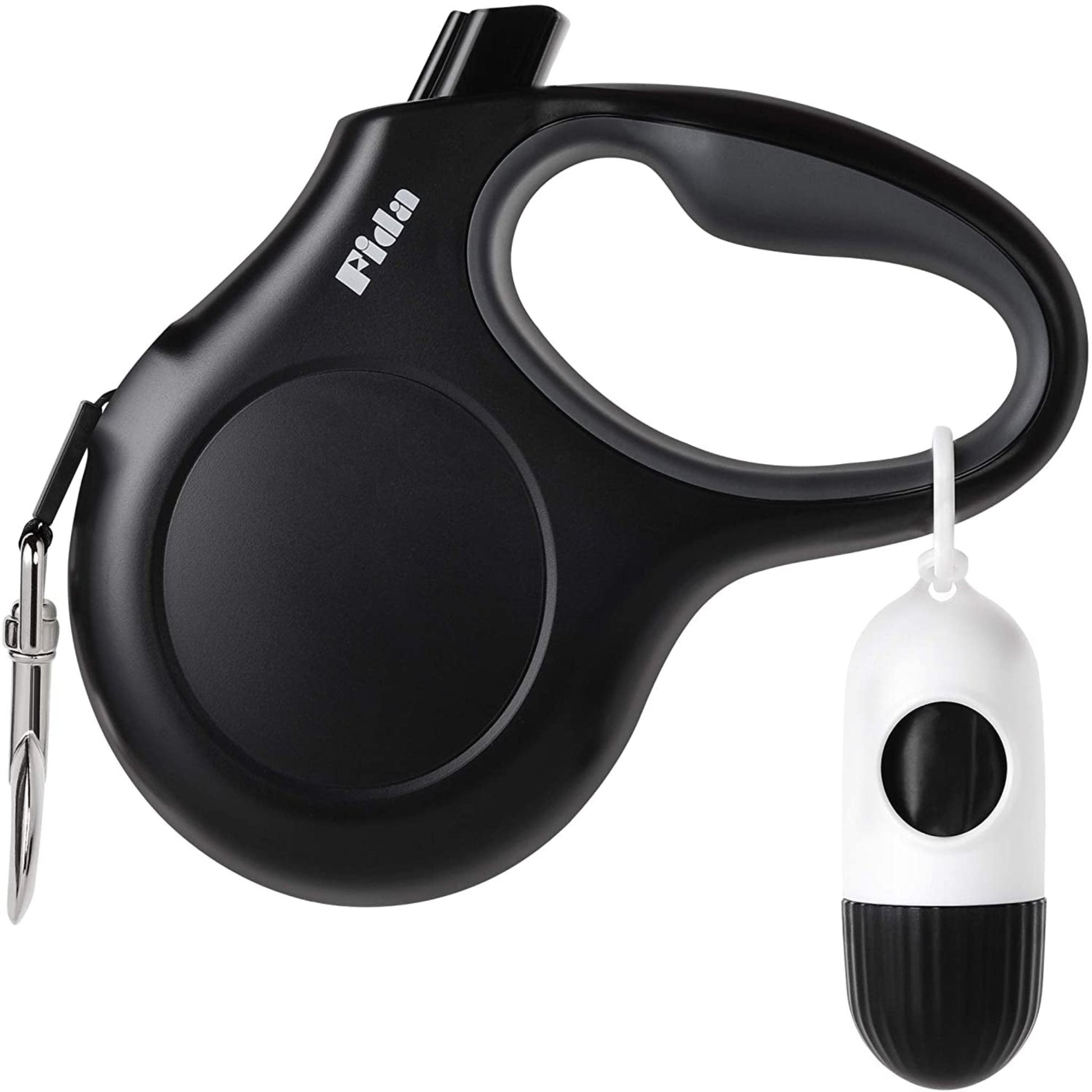 10-Ft Retractable Dog Leash with Poop Bag Dispenser – Tangle-Free Reflective Leash for Extra-Small Dogs & Cats up to 18 lbs, Anti-Slip Handle (XS, White)