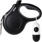 10-Ft Retractable Dog Leash with Poop Bag Dispenser – Tangle-Free Reflective Leash for Extra-Small Dogs & Cats up to 18 lbs, Anti-Slip Handle (XS, White)