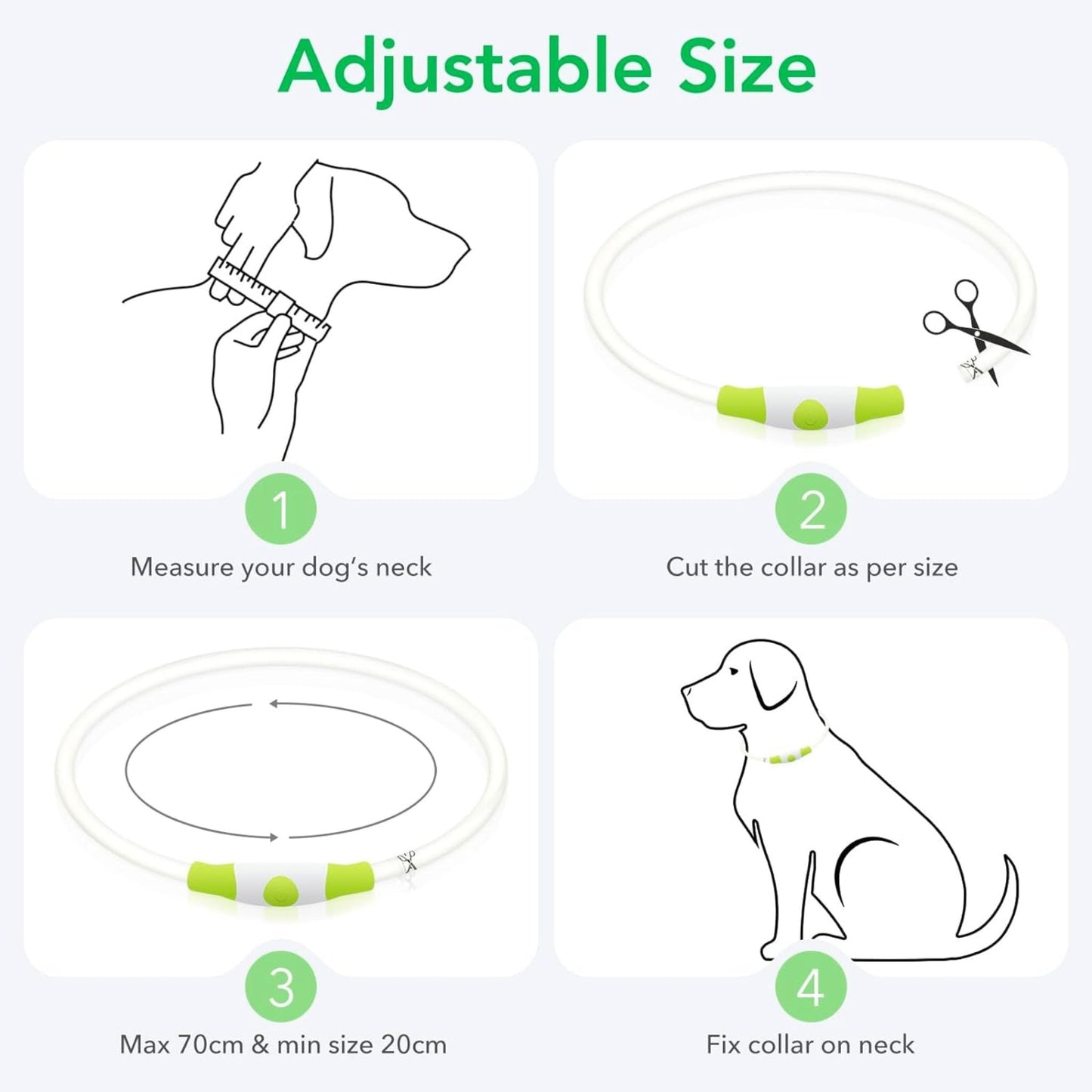 USB Rechargeable LED Dog Collar – Glow-in-the-Dark Safety Collar for Small, Medium, and Large Dogs, Durable TPU Light-Up Design (Cyan)