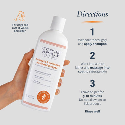 Clinical Care Antiseptic & Antifungal Medicated Shampoo for Dogs & Cats – 16 oz | Relieves Scaly, Greasy, Irritated Skin | Paraben & Soap-Free Formula for Healthy Coat & Comfort (1 Pack)