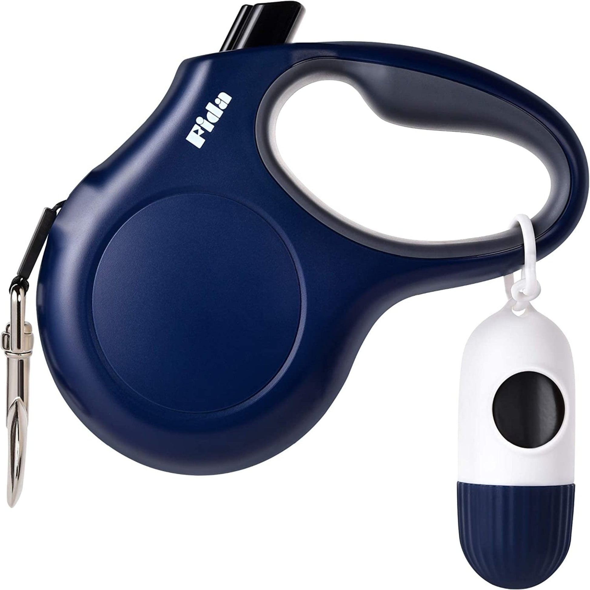 10-Ft Retractable Dog Leash with Poop Bag Dispenser – Tangle-Free Reflective Leash for Extra-Small Dogs & Cats up to 18 lbs, Anti-Slip Handle (XS, White)